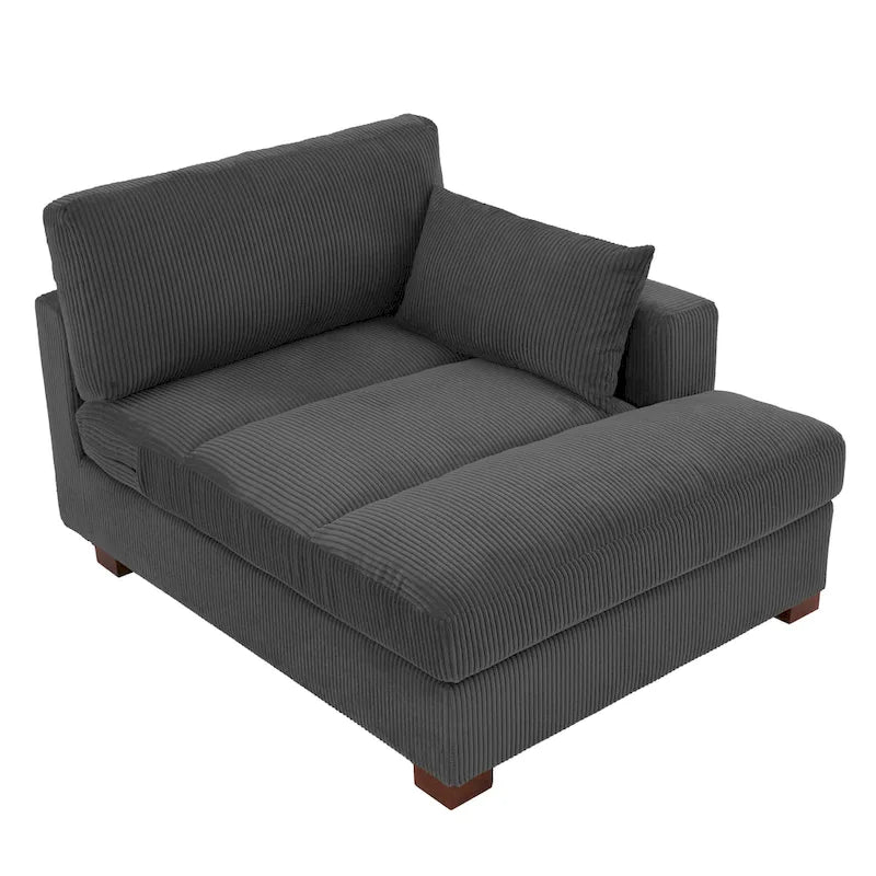 Oversize Corduroy Chaise Lounge Modular Sectional Sofa with Pillow