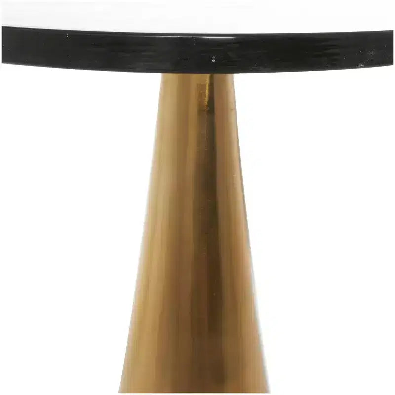 Aluminum Geometric Cone Accent Table with Textured Glass Tabletop 24 in
