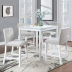 Modern 5-Piece Dining Set with Square Counter Height Table & 4 Upholstered Chairs