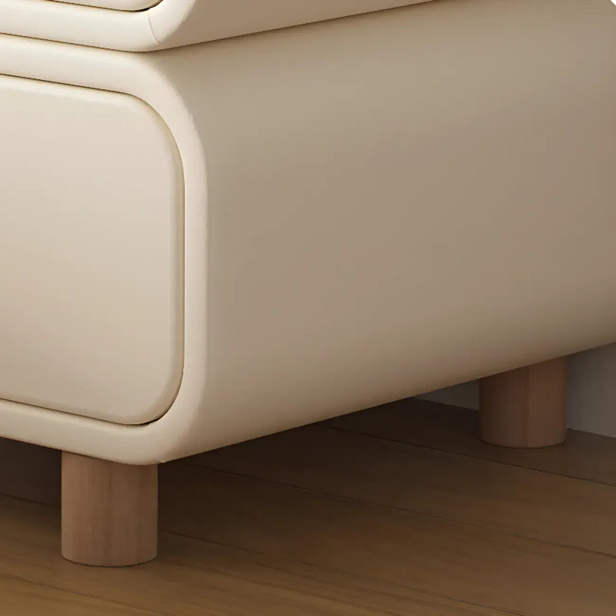 Pleather Scandinavian Nightstand With Faux Leather Finish
