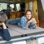 Costway Memory Foam Camping Mattress with Anti-slip Bottom Travel Bag for Outdoor Sleeping Gray/Blue