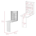 Foldable Table Tacoma, Seven Interior Shelves, White Finish,High quality and durable