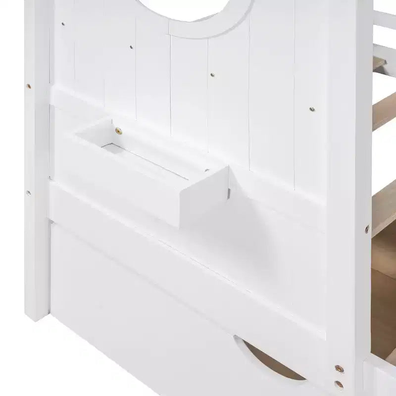 Whisen Twin Size House Bed & Kids Bed, Playhouse Bed with 2 Drawers, Storage Shelf