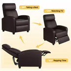 Yaheetech Set of 2 Modern PU Leather Recliner Sofas for Living Room, Bedroom