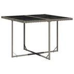 vidaXL Patio Dining Set with Cushions, Garden Table and Chairs, Gray Poly Rattan
