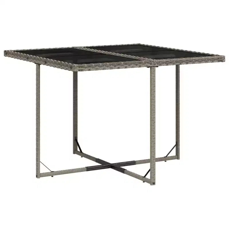 vidaXL Patio Dining Set with Cushions, Garden Table and Chairs, Gray Poly Rattan