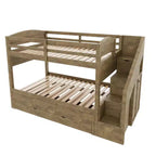 Whisen Twin XL Bunk Bed Frame with Trundle, Bunk Bed with Storage, Bunk Bed with Solid Wood, Storage Staircase, Wardrobe, 3Drawer, for Kids
