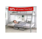 Full Metal Bunk Bed Low Height Safety Design with Guardrails, Angled Ladder and Underbed Storage
