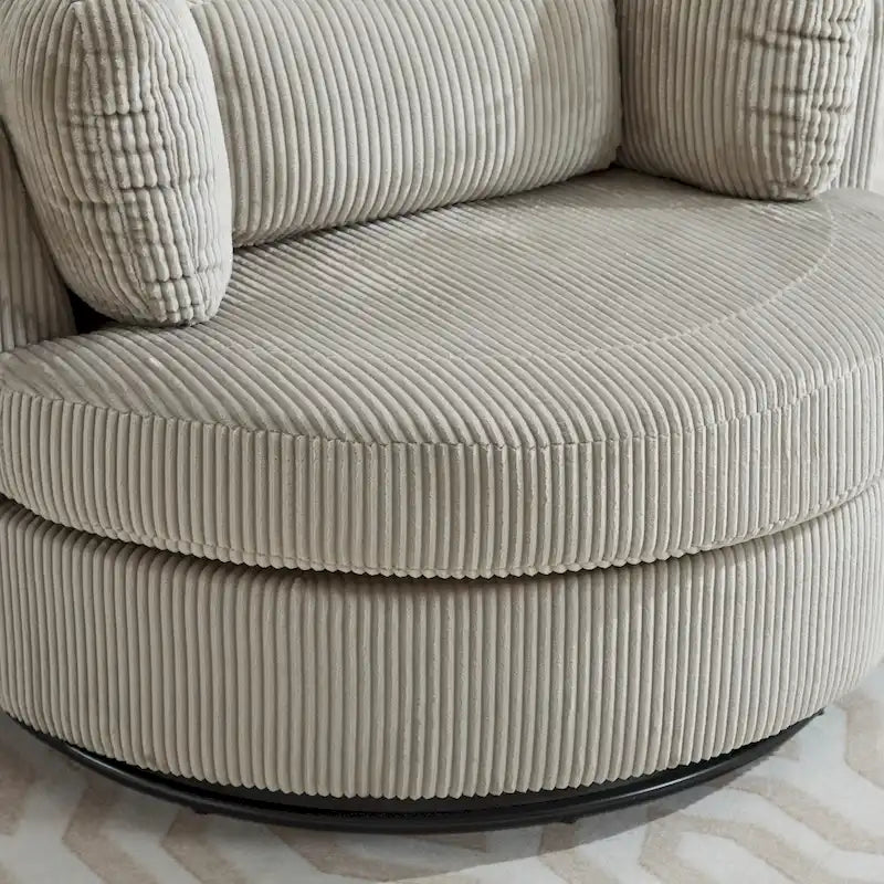 Upholstered Swivel Barrel Armchair Club Chair With Metal Base