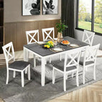 GDFStudio Loren Modern 7-Piece Solid Wood Upholstered Dining Table and Chairs Set