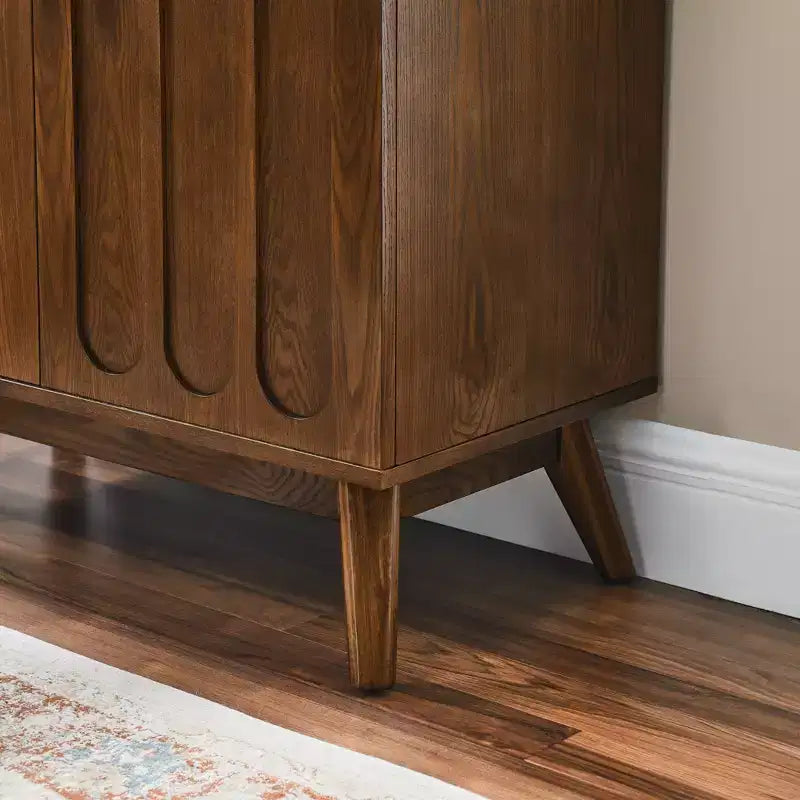 MAYEERTY Fluted Sideboard Buffet Cabinet with Shelves Solid Wood Legs for Living Room Dining Room