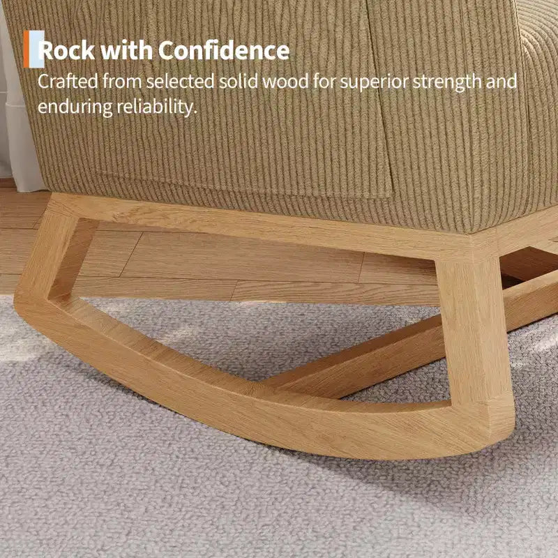 Modern Soft Rocking Chair with Pillow & Side Pockets, for Living Room, Bedroom