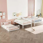 Triple Twin Bunk for Kids, Twin over Twin over Twin Detachable Bunk Bed with Ladder and Guardrail, Separate into 3 Beds