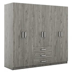 6-Doors Wooden Wardrobe Storage with 3 Big Drawers for Bedroom