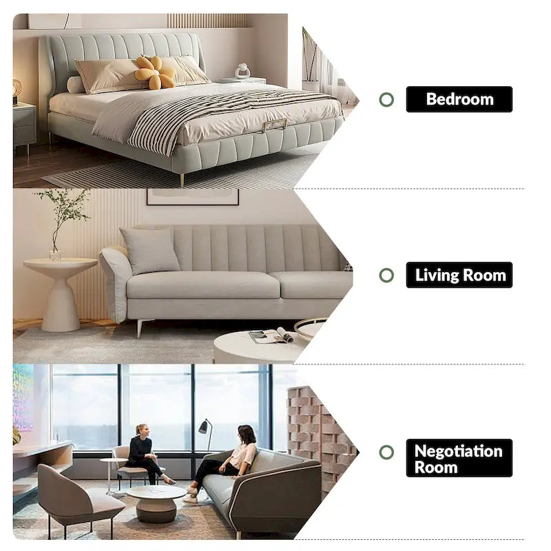 Balvino 81 Wide Transitional Genuine Leather Rolled Arm Sofa with Nailhead Trim and Removable Cushions