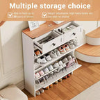 Slim Shoe Storage Cabinet with 2 Drawers and 2 Drawers Freestanding