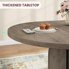 47-63 Extendable Round Dining Table for 4-8, Farmhouse Wood Expandable Kitchen Table with Metal Frame, Oval Space Saving for Apartment, Retro Gray