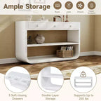 ModernLuxe Curved Console Table Entryway Table Sofa Side Table Display Stand Accent Table with 3 Soft-Close Drawers & 2 Open Shelves