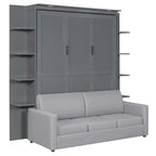 Whisen Modern Design Wood Frame Queen Size Murphy Bed Wall Bed with Sofa and Shelves