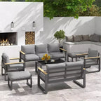 Heynemo Aluminum Outdoor Armchair, 2 Pieces All-Weather Metal Patio Single Sofa, Patio Conversation Set for Porch Backyard Garden