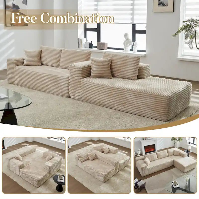 Modern Upholstery Chaise Sofa with Pillows for Living Room