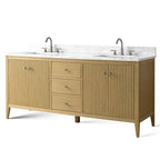 Vanity Art 72 Double Sink Bathroom Vanity Cabinet with Engineered Marble Top