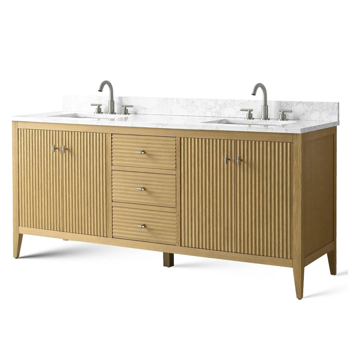 Vanity Art 72 Double Sink Bathroom Vanity Cabinet with Engineered Marble Top