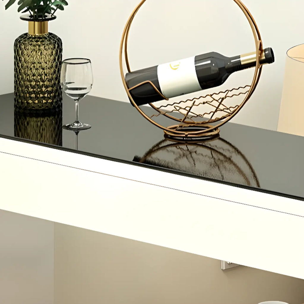 Modern Black-White Wooden Asymmetrical Shelves Bar Tables