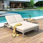 5-Position Adjustable 2 Chaise Lounge,Folding Trays for Poolside,Patio