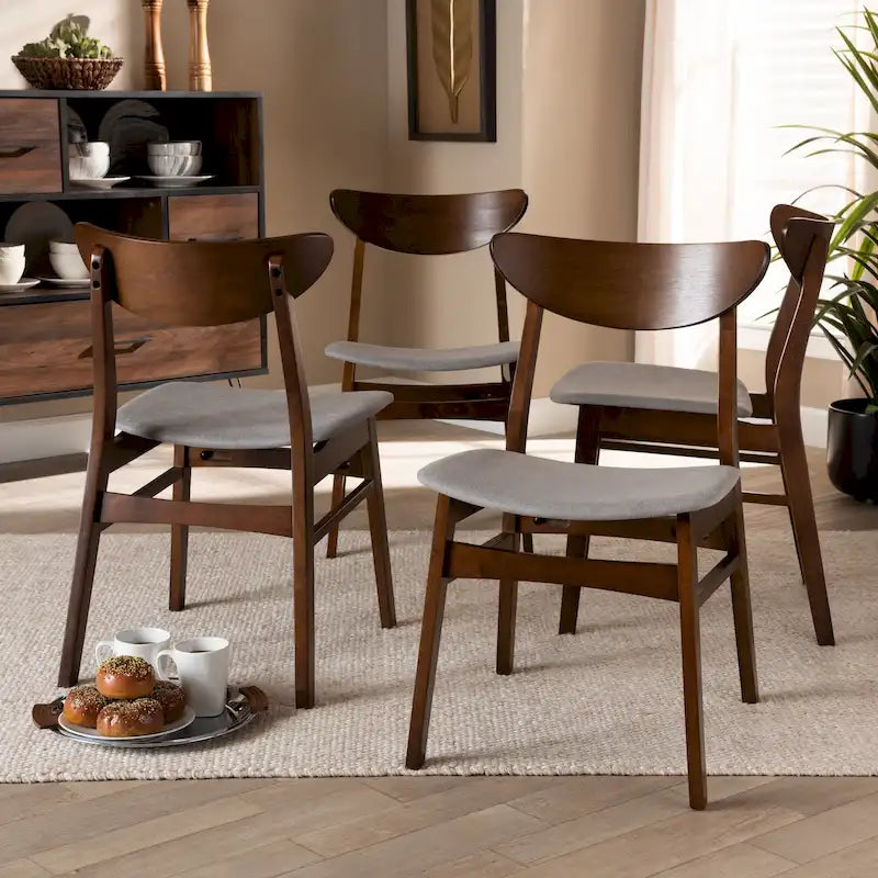 Parlin Mid-Century Modern Transitional 4-Piece Dining Chair Set