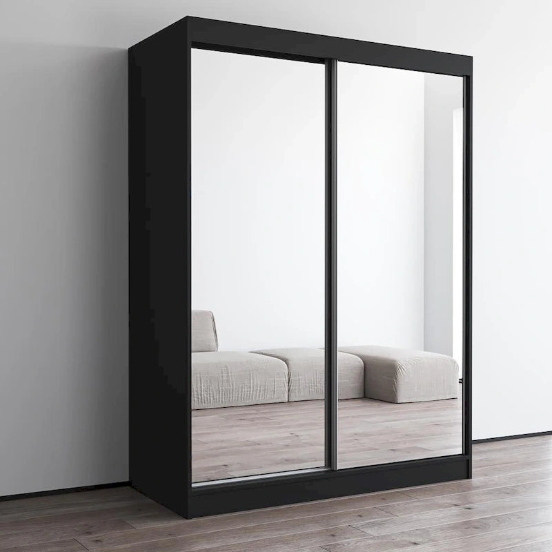 Mirrored 2-Door Wardrobe Armoire with High-Gloss Finish | 47 or 59 Wide