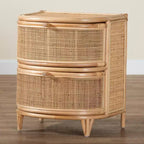 bali & pari Oleta Modern Bohemian Natural Brown Rattan 2-Drawer Nightstand