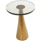 Aluminum Geometric Cone Accent Table with Textured Glass Tabletop 24 in