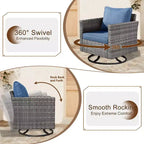 Ovios Tampa 8pc Wicker Outdoor Patio Furniture Conversation Sofa Set with Swivel Chairs and Cushions
