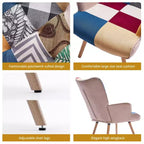 Peace Nest Upholstered Wingback Accent Chair & Rocking Chair with Rubberwood Legs & Rockers