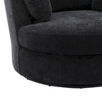Upholstered Swivel Barrel Armchair Club Chair With Metal Base
