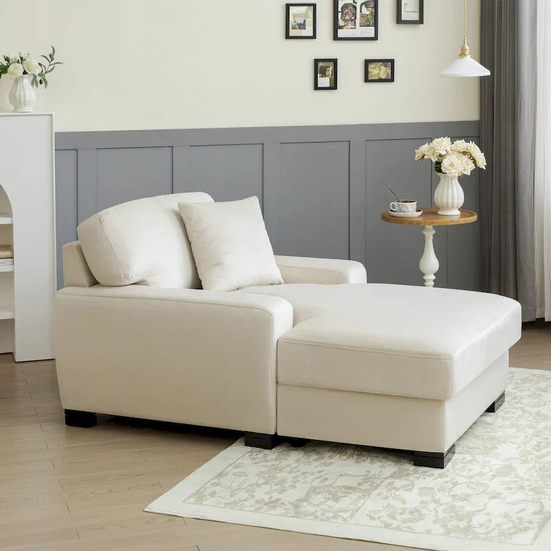 Modern Mid-Century Oversized Chaise Sleeper Sofa with Pillow