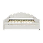 Full Size Upholstered Daybed with Shell Backrest and Trundle