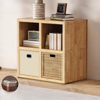Modern Horizontal Wood 8-Cube Natural Finish Bookcase