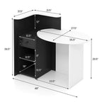 Costway Front Reception Counter Desk Checkout Office Desk with Open Shelf & Lockable Drawer White/Brown/Black