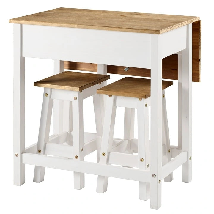 Solid Pine Drop Leaf Table 3-piece Dining Set