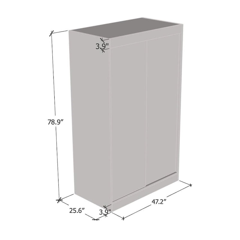 Mirrored 2-Door Wardrobe Armoire with High-Gloss Finish | 47 or 59 Wide
