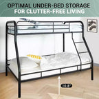 Full Metal Bunk Bed Low Height Safety Design with Guardrails, Angled Ladder and Underbed Storage