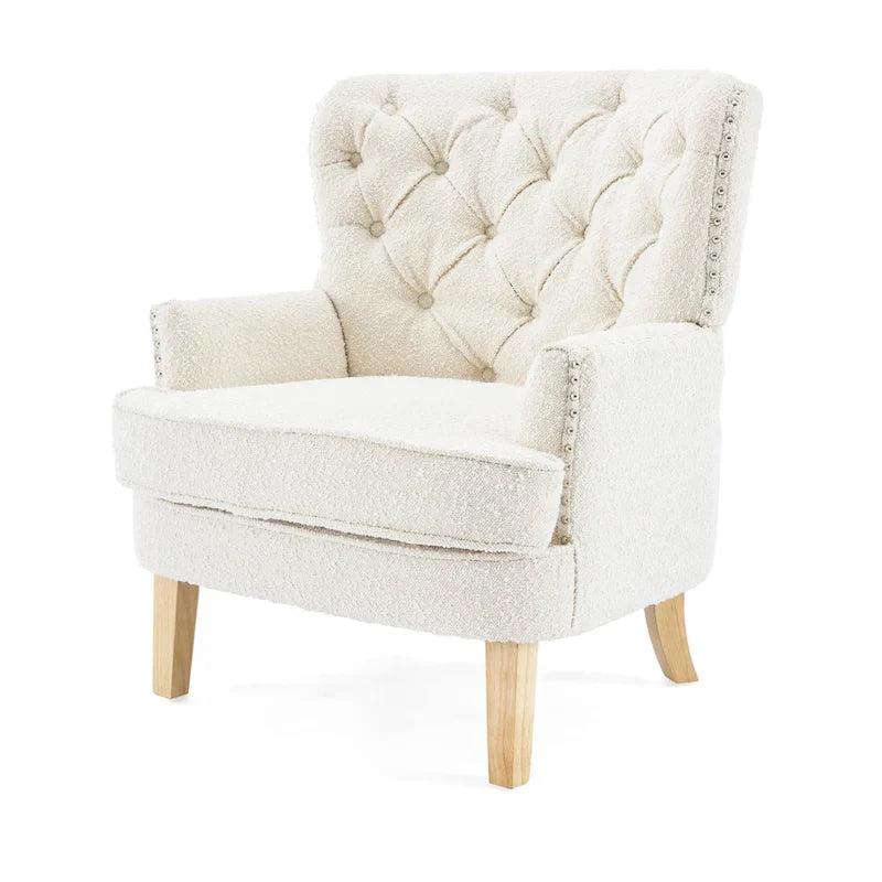 Almond Boucle Nailhead Club Chair by Christopher Knight Home