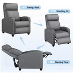 Yaheetech Set of 2 Modern PU Leather Recliner Sofas for Living Room, Bedroom