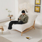 Bean Bag Accent Chair Large Plush Bean Bag Lounger with Solid Wood Frame Comfy Lounge Chair with Down Filling