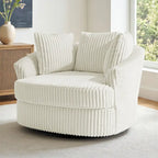 DREAMSIDEA Recessed Arm Slipcovered Swivel Barrel Chair
