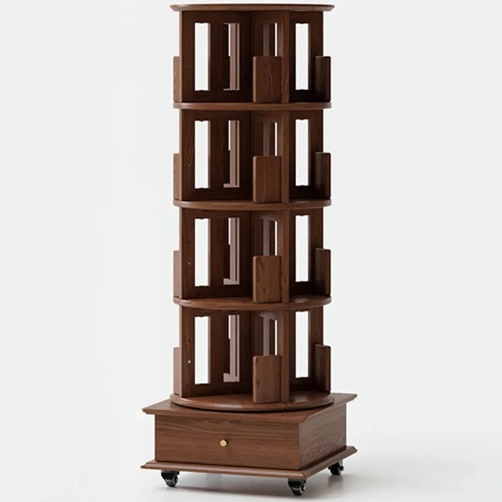 Wooden Vertical Narrow Rotating Bookcase