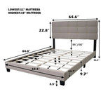Queen Size Adjustable Upholstered Bed Frame Stylish Durable And Dirt-resistant, No Need For Bulky Innerspring Mattresses