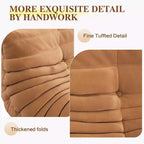 Oversized Bean Bag Sofa & Ottoman, Pet-Friendly Faux Suede Loveseat for Living Room & Office